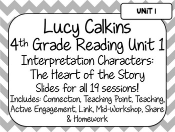 Preview of Lucy Calkins Unit Plans: 4th Grade Reading Unit 1- Interpreting Characters