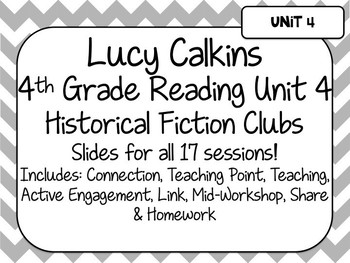 Preview of Lucy Calkins Unit Plans: 4th Grade Reading Unit 4-Historical Fiction Clubs