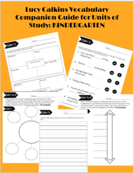 Preview of Lucy Calkins Units of Study VOCABULARY Companion Guide K Reading