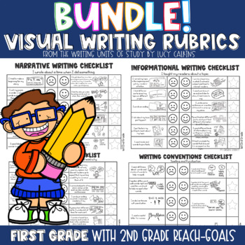 Preview of Lucy Calkins Visual Writing Rubric Bundle: 1st Grade with 2nd Grade Standards