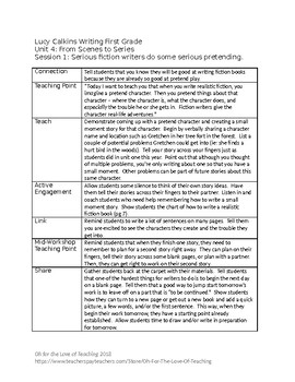Preview of Lucy Calkins Writing First Grade Unit 4 Outlines – editable