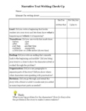 Lucy Calkins narrative writing student checklist