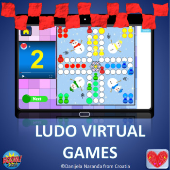 Preview of Ludo Virtual Math Board Game Winter Boom Card