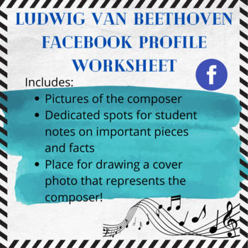 Preview of Ludwig van Beethoven Facebook Profile Worksheet