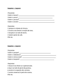 Lugares (Places in Portuguese) Prepositions Inspetor Speaking Activity