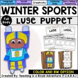 Luge Craft | Winter Sports Paper Bag Puppet Template & Wri