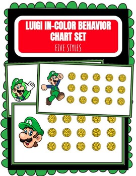 Preview of Luigi from Mario IN-COLOR Behavior Reward Chart - 5 Styles - 2 Sizes
