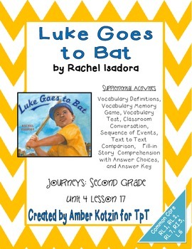 Preview of Luke at Bat Supplemental Activities 2nd Grade Journeys Unit 4, Lesson 17