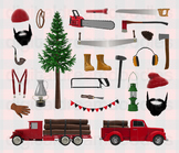 Lumberjack Clipart - Logger Truck and Woodland Lumberman D