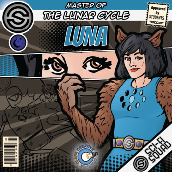 Preview of Luna - Lunar Cycle Science Superhero Activities & Printables - Sci-Fi Squad