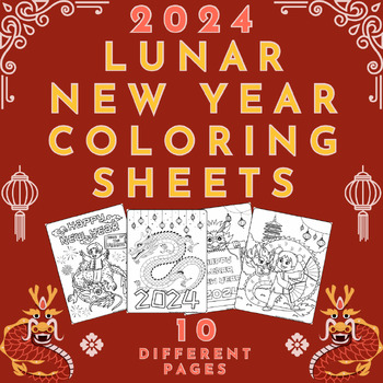 Preview of Lunar/Chinese New Year 2024 Coloring Sheets!