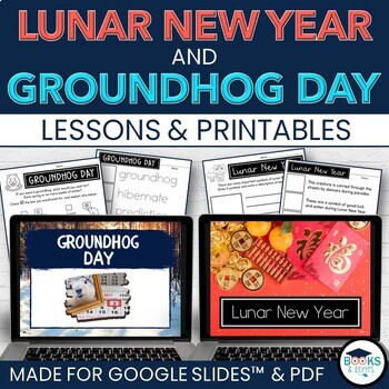 Preview of Lunar New Year Lesson & Printable Activities + Groundhog Day Lessons & Worksheet