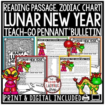 Preview of Lunar New Years 2024 Reading Passages Bulletin Board Chinese New Year 2024