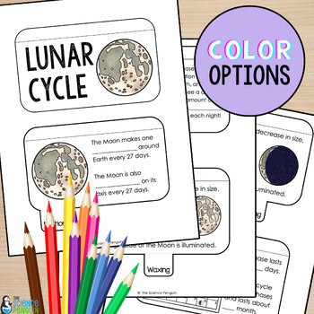 Lunar Cycle Flipbook | Moon Phases, Waxing and Waning Booklet | TPT