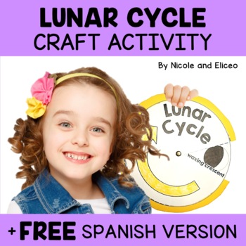 Preview of Moon Phases and Lunar Cycle Craft Activity + FREE Spanish