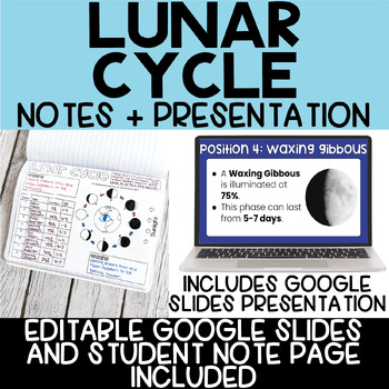 Preview of Lunar Cycle Notes and Google Slides Presentation