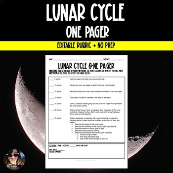 Preview of Lunar Cycle & Moon Phases Activity | One Pager