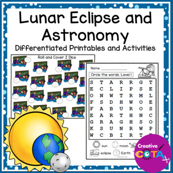 Preview of Lunar Eclipse & Astronomy Math and Literacy Center Activities and Worksheets
