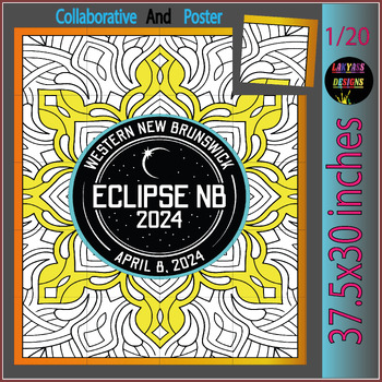 Preview of Lunar Solar Eclipse Craft Science Activities Collaborative Coloring Poster 2024
