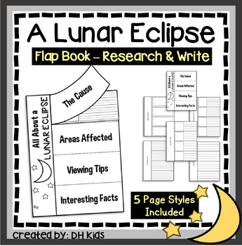 Preview of Lunar Eclipse Flap Book, Astronomy Flip Book Research Project, Moon Eclipse