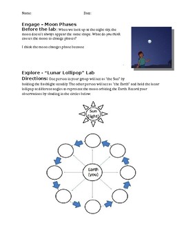 Preview of Lunar Lollipop Lab - 5E Science Lesson Phases of the Moon