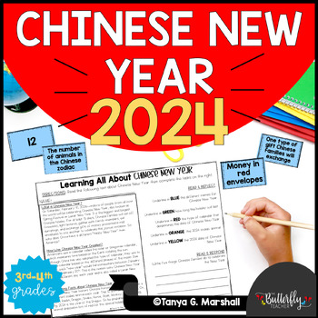 Preview of Chinese Lunar New Year 2024 Lunar New Year of the Dragon Math & ELA Review