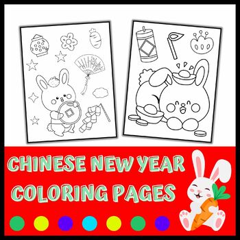 Preview of Lunar New Year 2023 Rabbit Coloring Pages - Chinese New Year Coloring Pages