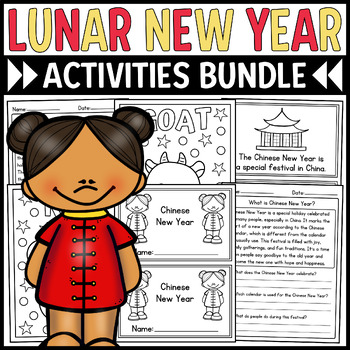 Preview of Lunar New Year 2024 Activities Bundle: Coloring Pages, Reading, Craft, & More