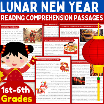 Preview of Lunar New Year 2024 Reading Comprehension passages and Questions Activities