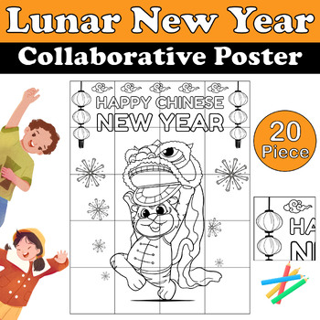 Preview of Lunar New Year 2024: Year of the Dragon Collaborative Coloring Poster