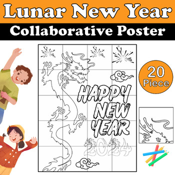 Preview of Lunar New Year 2024: Year of the Dragon Collaborative Coloring Poster
