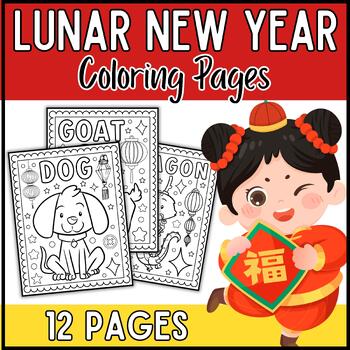 Preview of Lunar New Year Coloring Pages | Chinese New Year Zodiac Animals Coloring Sheets