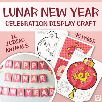 Preview of Lunar New Year Craft Celebration Banner Set for Asian Culture Art Activities