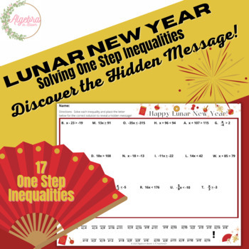 Preview of Lunar New Year Hidden Message Math Activity // Solving One Step Inequalities