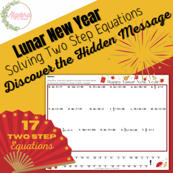 Preview of Lunar New Year Hidden Message Math Activity // Solving Two Step Equations