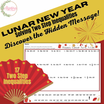 Preview of Lunar New Year Hidden Message Math Activity // Solving Two Step Inequalities