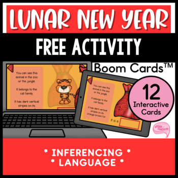 Preview of Lunar New Year Inferencing No Prep Speech Therapy Freebie Boom Cards™