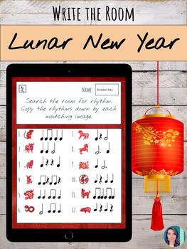 Preview of Lunar New Year Interactive Write the Room Rhythm Freebie