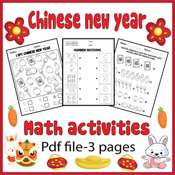 Lunar New Year Math Activities - Numbers Matching - Kindergarten Math ...