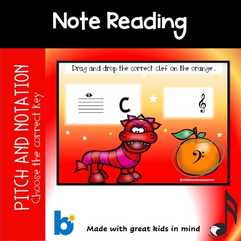 Preview of Lunar New Year Note Reading Treble & Bass clef Digital Task Cards on Boom Cards™