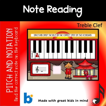Preview of Lunar New Year Note Reading Treble Clef on Piano Digital Task Cards on Boom™
