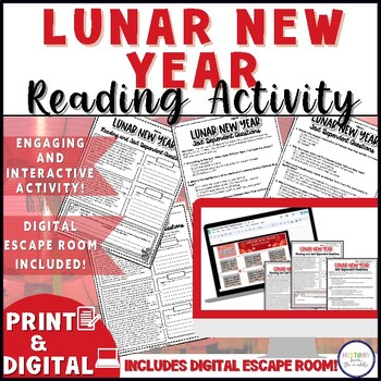 Preview of Lunar New Year 2024|Reading Activity & Digital Escape Room - Print and Digital