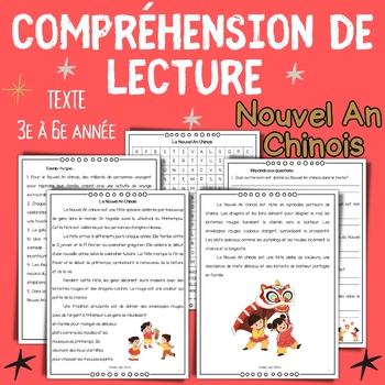 Preview of Lunar New Year Reading Comprehension Le Nouvel An Chinois Lecture et compréh
