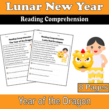 Preview of Lunar New Year Reading Comprehension Passages - Year of the Dragon 2024