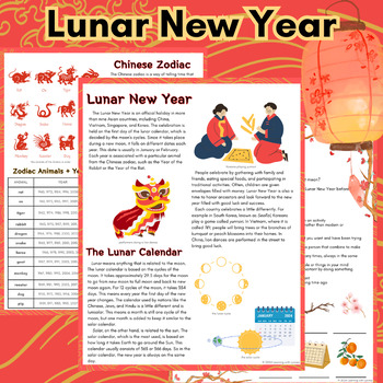 Preview of Lunar New Year Reading | Pre-Reading + Post Reading | ESL/ELL/EFL/EAL