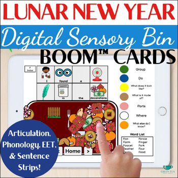 Preview of Lunar New Year Sensory Bins - Winter Speech Therapy Boom™ Cards for Mixed Groups