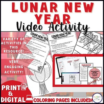 Preview of Lunar New Year 2024|Video Activity, Writing &Coloring Activity - Print & Digital