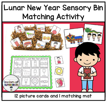 Preview of Lunar New Year Vocabulary Matching Activity for Sensory Bin, File Folder