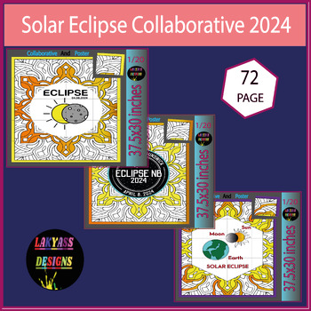 Preview of Lunar Solar Eclipse Craft Science Activities Collaborative Coloring Poster 2024