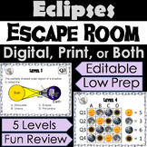 Lunar & Solar Eclipses Activity Escape Room (Total Solar E